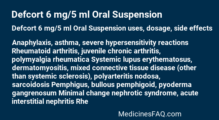 Defcort 6 mg/5 ml Oral Suspension