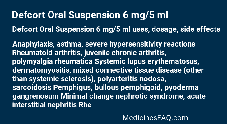 Defcort Oral Suspension 6 mg/5 ml