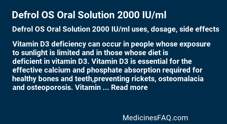 Defrol OS Oral Solution 2000 IU/ml