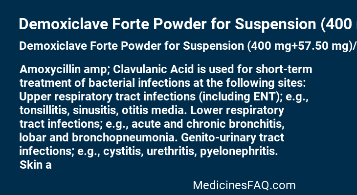 Demoxiclave Forte Powder for Suspension (400 mg+57.50 mg)/5 ml