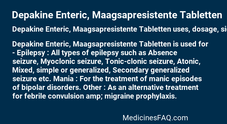 Depakine Enteric, Maagsapresistente Tabletten