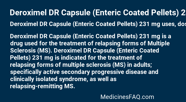 Deroximel DR Capsule (Enteric Coated Pellets) 231 mg