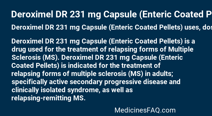 Deroximel DR 231 mg Capsule (Enteric Coated Pellets)