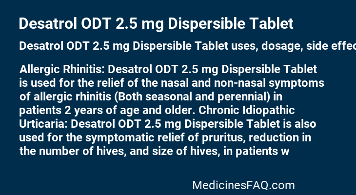 Desatrol ODT 2.5 mg Dispersible Tablet