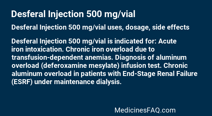 Desferal Injection 500 mg/vial