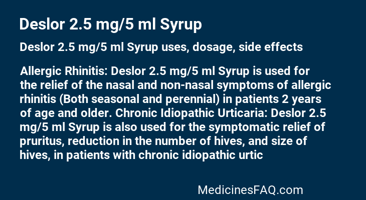 Deslor 2.5 mg/5 ml Syrup