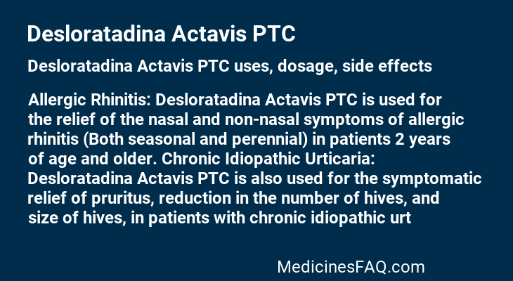 Desloratadina Actavis PTC