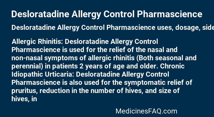 Desloratadine Allergy Control Pharmascience
