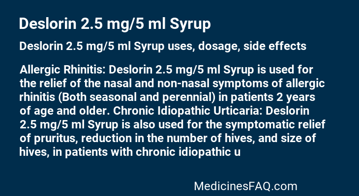 Deslorin 2.5 mg/5 ml Syrup