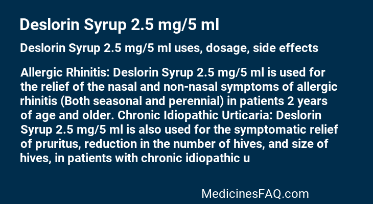 Deslorin Syrup 2.5 mg/5 ml