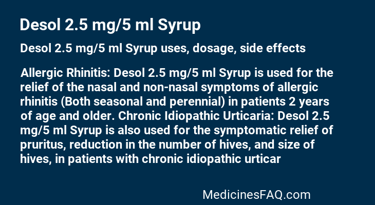 Desol 2.5 mg/5 ml Syrup