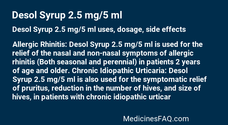 Desol Syrup 2.5 mg/5 ml