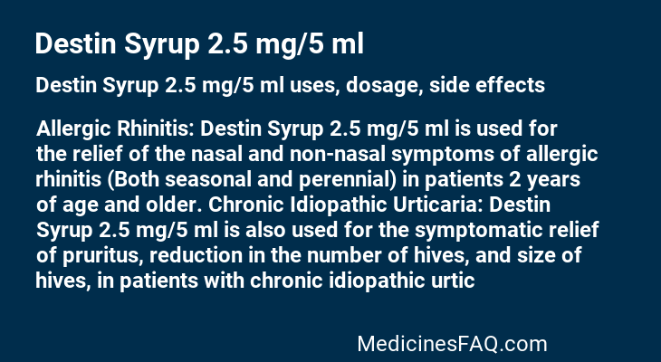 Destin Syrup 2.5 mg/5 ml