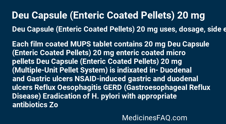 Deu Capsule (Enteric Coated Pellets) 20 mg