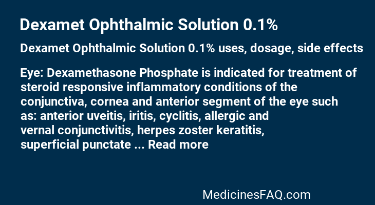 Dexamet Ophthalmic Solution 0.1%