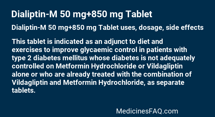 Dialiptin-M 50 mg+850 mg Tablet