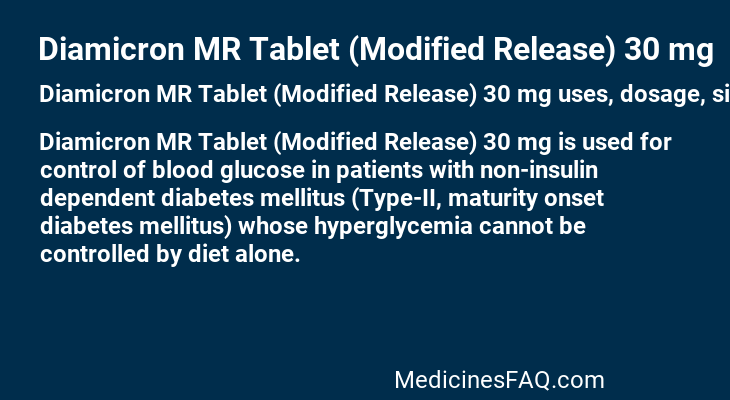 Diamicron MR Tablet (Modified Release) 30 mg