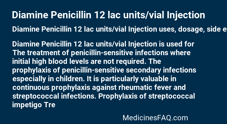 Diamine Penicillin 12 lac units/vial Injection