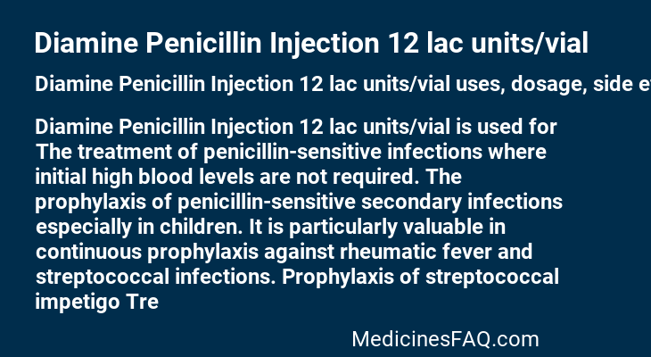 Diamine Penicillin Injection 12 lac units/vial