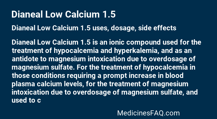 Dianeal Low Calcium 1.5