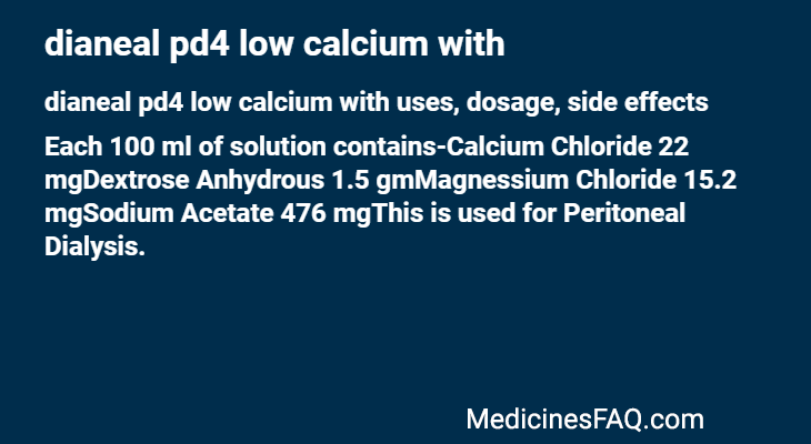 dianeal pd4 low calcium with