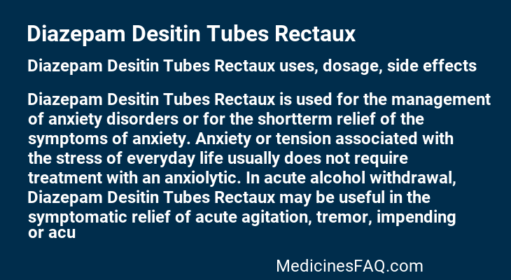 Diazepam Desitin Tubes Rectaux