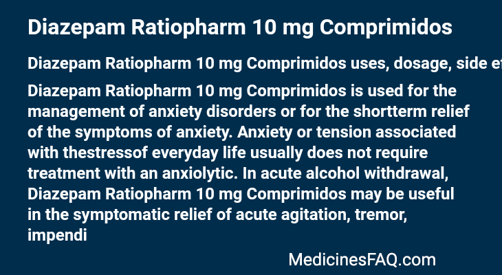 Diazepam Ratiopharm 10 mg Comprimidos