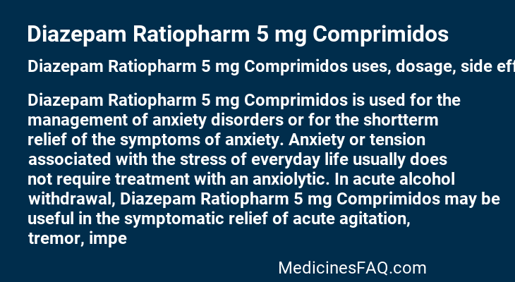 Diazepam Ratiopharm 5 mg Comprimidos