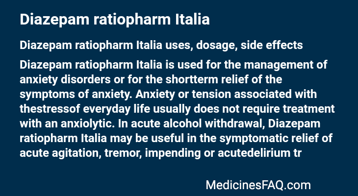 Diazepam ratiopharm Italia