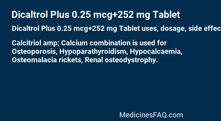 Dicaltrol Plus 0.25 mcg+252 mg Tablet