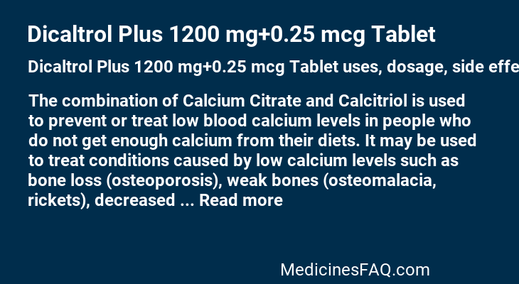 Dicaltrol Plus 1200 mg+0.25 mcg Tablet