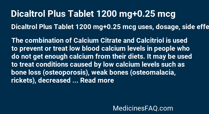 Dicaltrol Plus Tablet 1200 mg+0.25 mcg