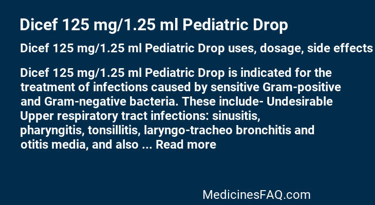 Dicef 125 mg/1.25 ml Pediatric Drop