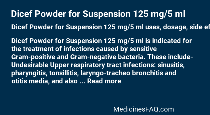 Dicef Powder for Suspension 125 mg/5 ml