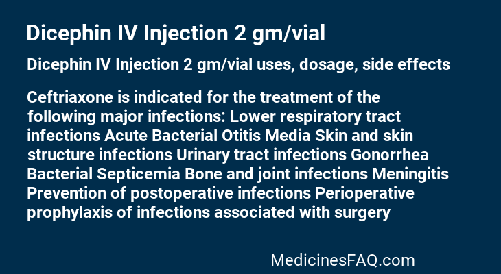 Dicephin IV Injection 2 gm/vial