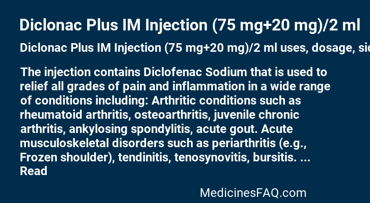 Diclonac Plus IM Injection (75 mg+20 mg)/2 ml