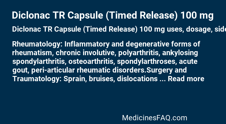Diclonac TR Capsule (Timed Release) 100 mg