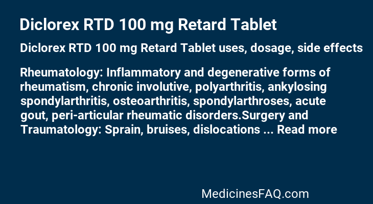 Diclorex RTD 100 mg Retard Tablet