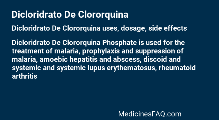 Dicloridrato De Clororquina