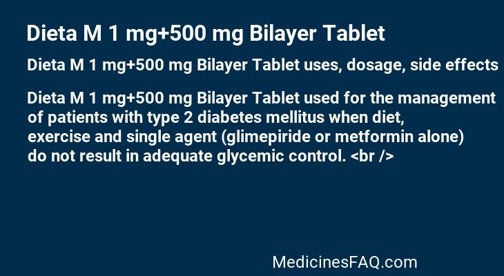 Dieta M 1 mg+500 mg Bilayer Tablet