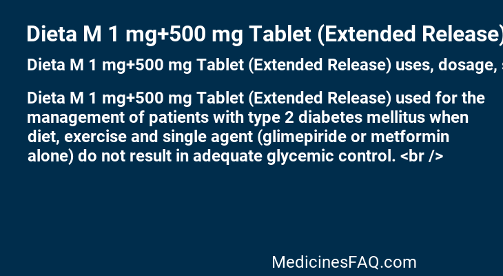 Dieta M 1 mg+500 mg Tablet (Extended Release)