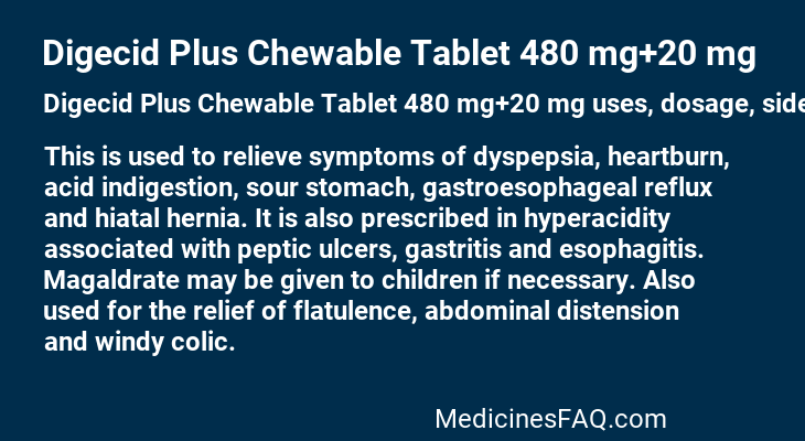 Digecid Plus Chewable Tablet 480 mg+20 mg