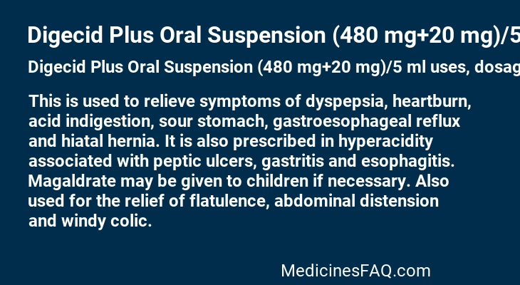 Digecid Plus Oral Suspension (480 mg+20 mg)/5 ml