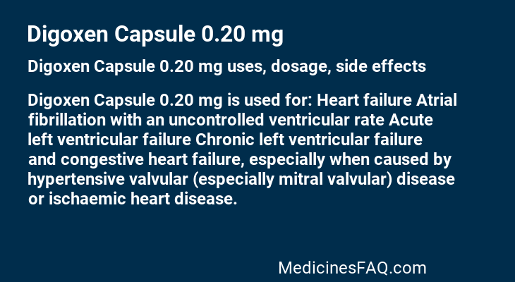 Digoxen Capsule 0.20 mg
