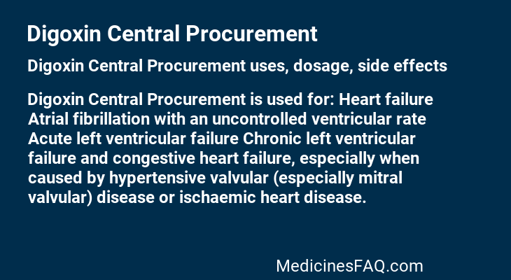 Digoxin Central Procurement