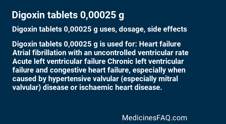 Digoxin tablets 0,00025 g