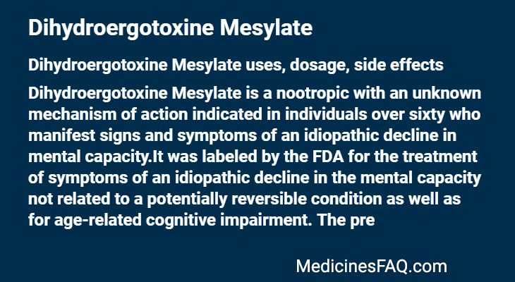 Dihydroergotoxine Mesylate