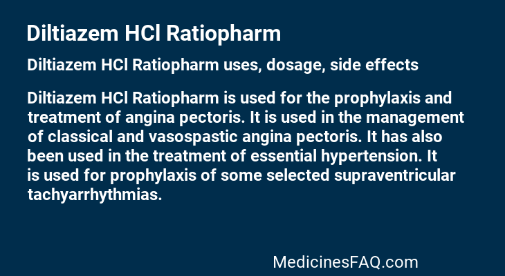 Diltiazem HCl Ratiopharm