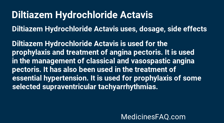 Diltiazem Hydrochloride Actavis