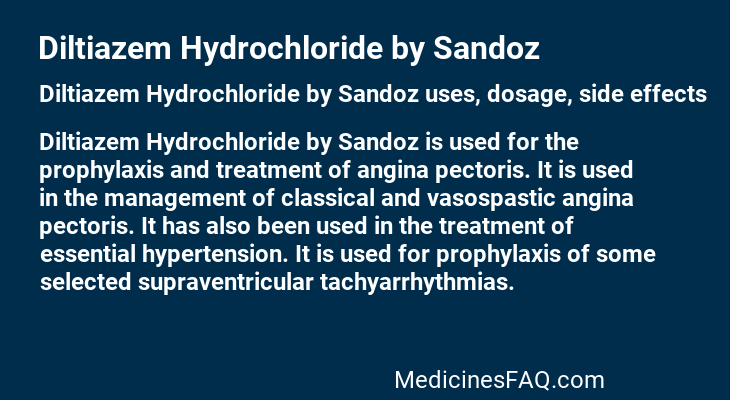 Diltiazem Hydrochloride by Sandoz